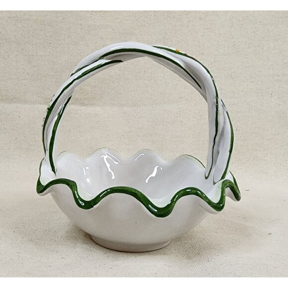 Vintage RCCL Portuguese ART Ceramic Hand Painted Basket Floral - 1988 - Picture 2 of 11